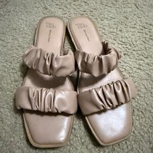Time and Tru Tan Sandals with Ruched Strap